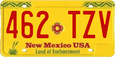 NM license plate 462TZV