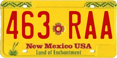 NM license plate 463RAA