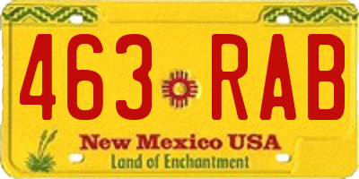 NM license plate 463RAB