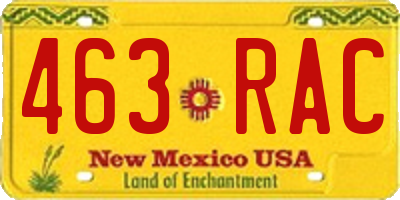 NM license plate 463RAC