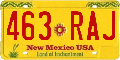 NM license plate 463RAJ