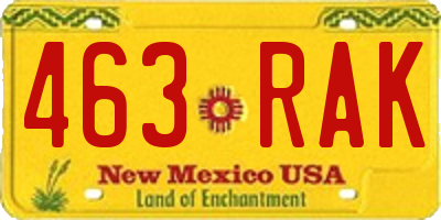 NM license plate 463RAK