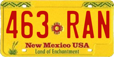 NM license plate 463RAN