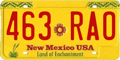 NM license plate 463RAO