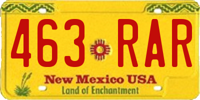 NM license plate 463RAR