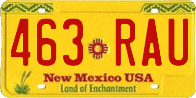NM license plate 463RAU