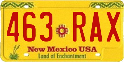 NM license plate 463RAX