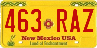 NM license plate 463RAZ