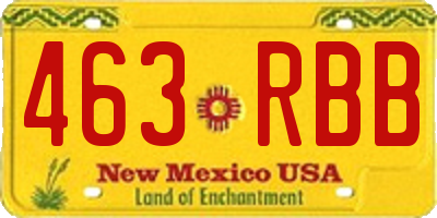 NM license plate 463RBB