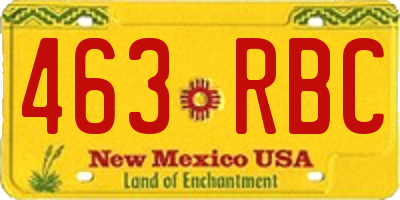 NM license plate 463RBC