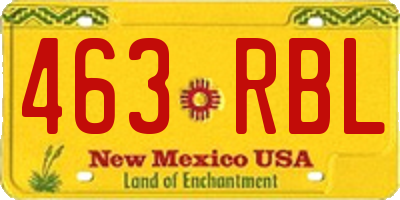 NM license plate 463RBL