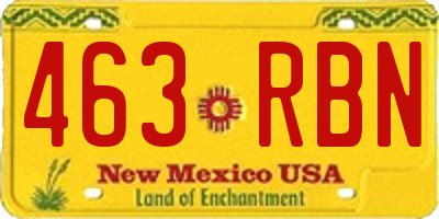 NM license plate 463RBN