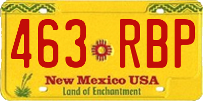 NM license plate 463RBP