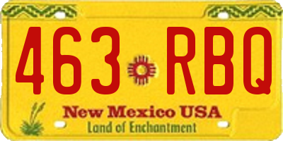 NM license plate 463RBQ