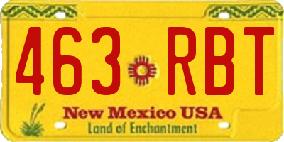 NM license plate 463RBT