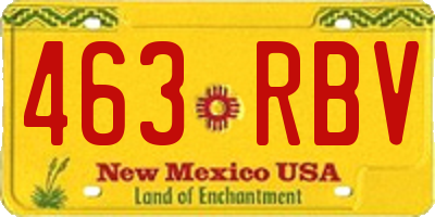 NM license plate 463RBV