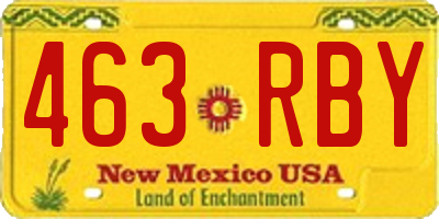 NM license plate 463RBY