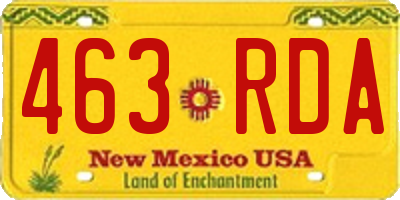 NM license plate 463RDA