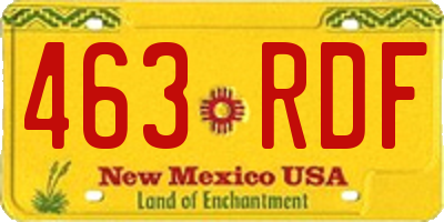 NM license plate 463RDF