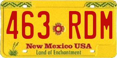 NM license plate 463RDM