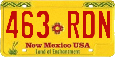 NM license plate 463RDN