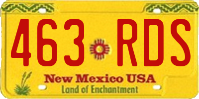 NM license plate 463RDS