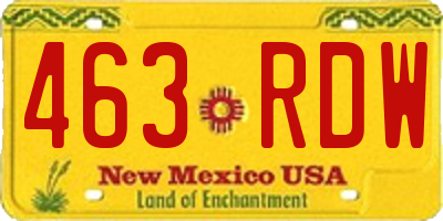 NM license plate 463RDW
