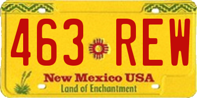 NM license plate 463REW