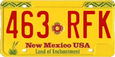 NM license plate 463RFK