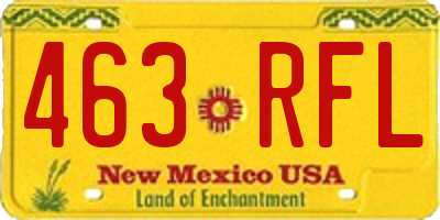 NM license plate 463RFL