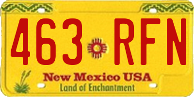 NM license plate 463RFN