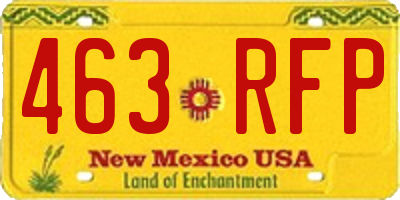 NM license plate 463RFP