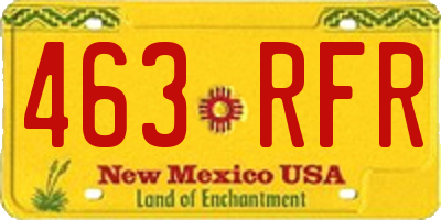 NM license plate 463RFR