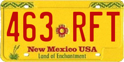 NM license plate 463RFT