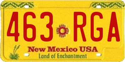 NM license plate 463RGA