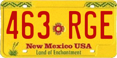NM license plate 463RGE