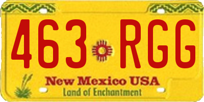 NM license plate 463RGG
