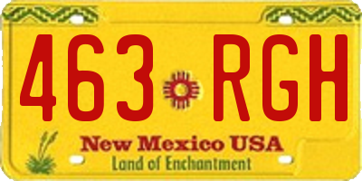 NM license plate 463RGH