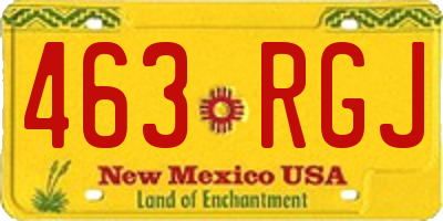 NM license plate 463RGJ