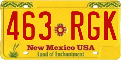 NM license plate 463RGK