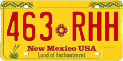 NM license plate 463RHH
