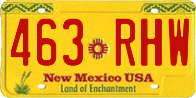 NM license plate 463RHW
