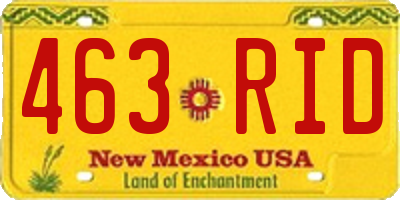 NM license plate 463RID