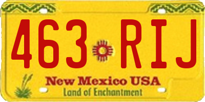 NM license plate 463RIJ