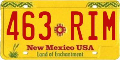 NM license plate 463RIM