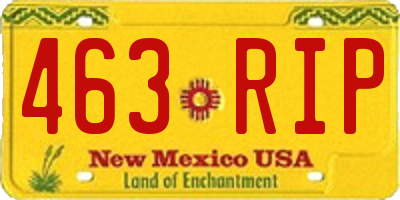 NM license plate 463RIP