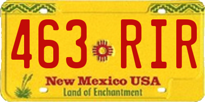 NM license plate 463RIR