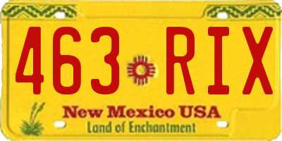 NM license plate 463RIX