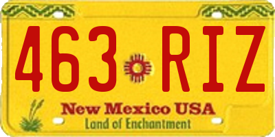 NM license plate 463RIZ