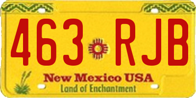 NM license plate 463RJB